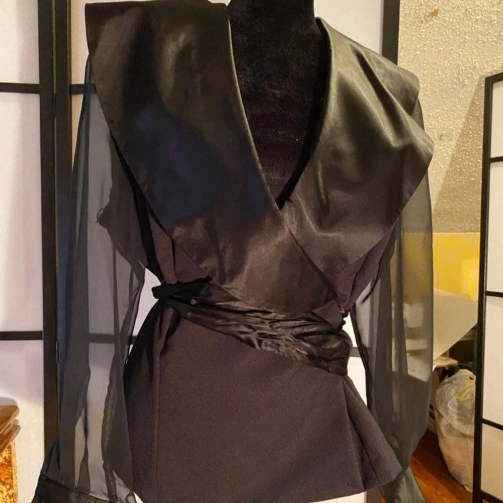 Vintage Jet black Organza blazer